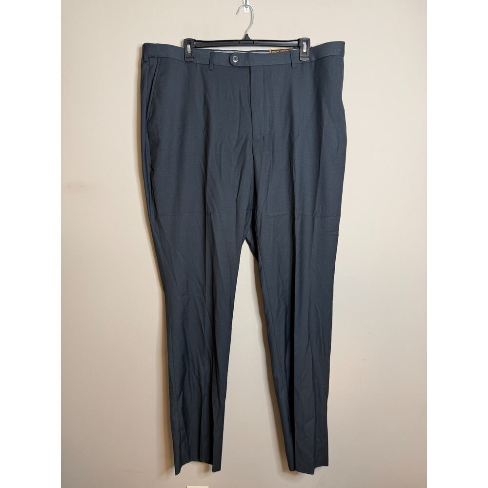 Pierre Laurant Suit Pants Men 46x50 Charcoal Unhemmed Classic Flat Front S61656V